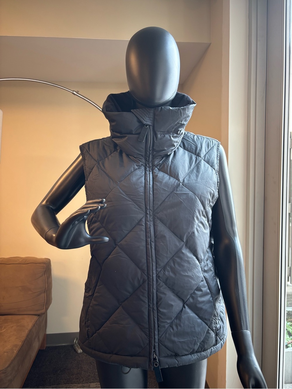 Burberry Black Quilted Puffer Vest with High Collar